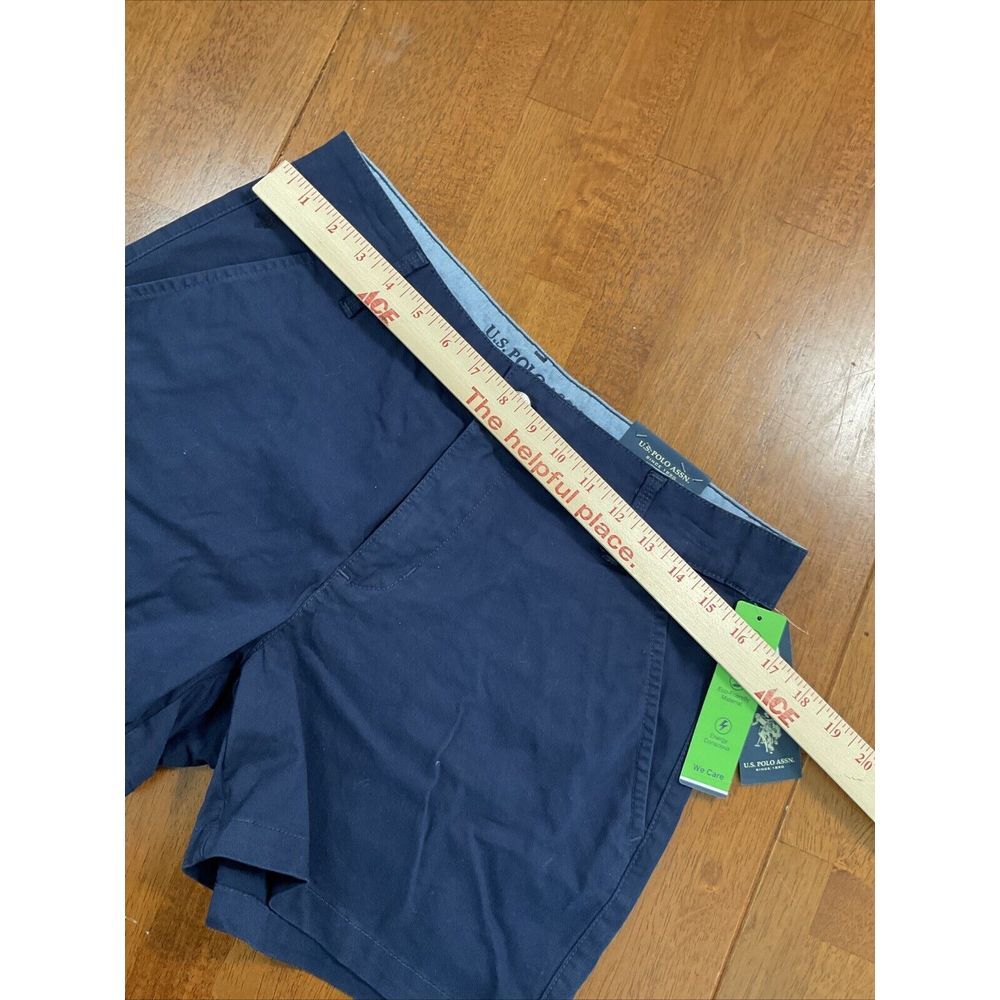 New U.S. Polo Assn Chino Shorts Women 11 Navy Blue Stretch Casual Mid Rise - Picture 15 of 15